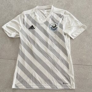 Adidas White and Gray Diagonal Striped Jersey